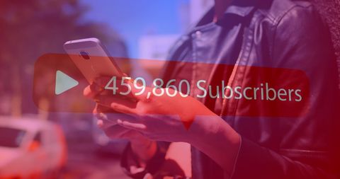 Growing Subscribers Concept with Woman on Smartphone - Download Free Stock Images Pikwizard.com