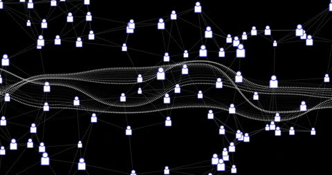 Digital Network with Connected Dots on Dark Background