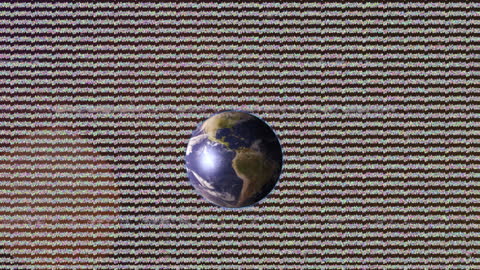 Animated Globe with Digital Glitch Background