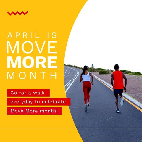 celebrating move more month with outdoor running - Download Free Stock Templates Pikwizard.com