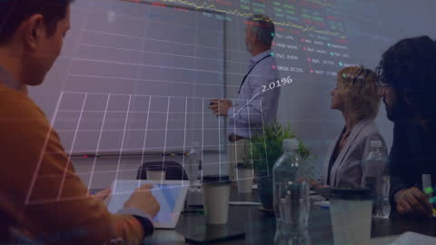 Diverse Business Meeting with Digital Data Overlays