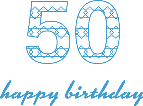 Blue 50 Happy Birthday Design on Transparent Background