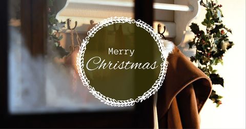 Cozy holiday card with festive christmas greeting