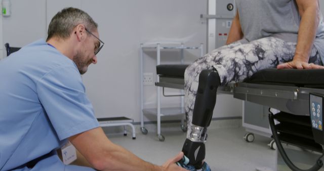 Orthopedic Professional Fitting Prosthetic Leg for Patient - Download Free Stock Images Pikwizard.com