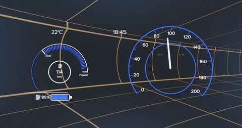 Futuristic Digital Speedometer Display with Battery Level - Download Free Stock Images Pikwizard.com
