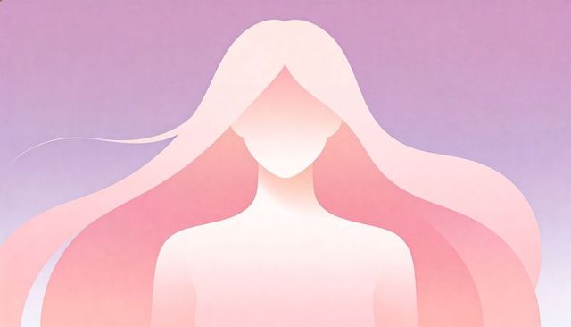 Pastel goddess silhouette with flowing layered hair minimalist feminine portrait