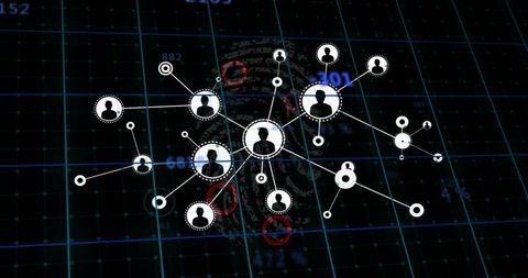 Pulsing cyber network linking user nodes to fingerprint on dark digital grid