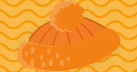 Illustrated orange beanie on patterned background