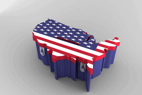 transparent box with usa shape featuring american flag design - Download Free Stock Videos Pikwizard.com