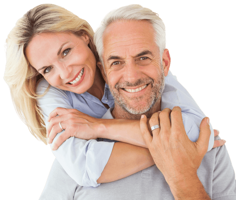 Joyful Mature Couple Embracing with Happiness Transparent Background
