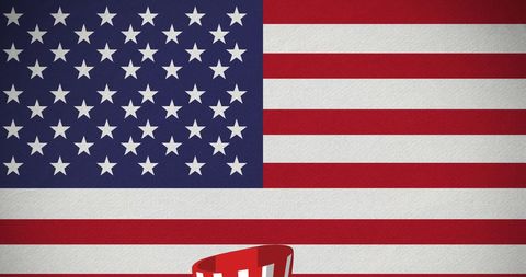 American Patriotic Hat Over US Flag Celebrating Patriotism