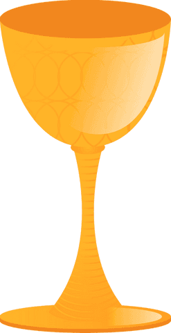 Golden ornamental chalice with embossed motif on transparent background
