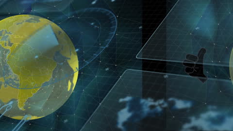 Animated Globe with Data Processing Elements