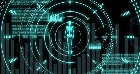 Digital Human Skeleton in Data Analysis Interface - Download Free Stock Images Pikwizard.com