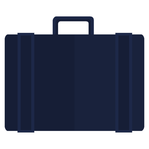 Dark blue suitcase icon on transparent background for travel