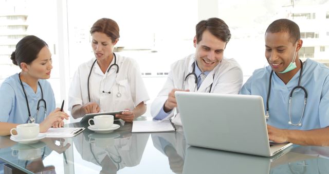 Medical team talking during a meeting at the hospital