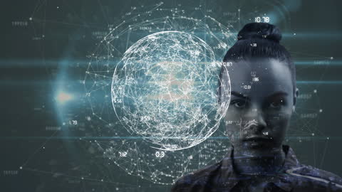 Profile of a Person with Digital Globe Overlay