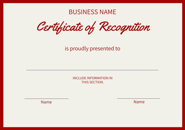 Elegant Certificate of Recognition Template for Business and Corporate Awards - Download Free Stock Templates Pikwizard.com