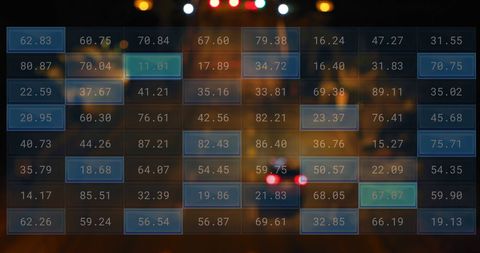 Digital Financial Data Overlay on Busy City Street