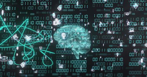 Digital Brain With Binary Code and Data Symbols - Download Free Stock Images Pikwizard.com