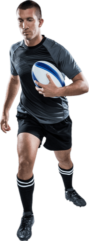 Athletic Male Rugby Player Running with Ball in Transparent Background - Download Free Stock Videos Pikwizard.com