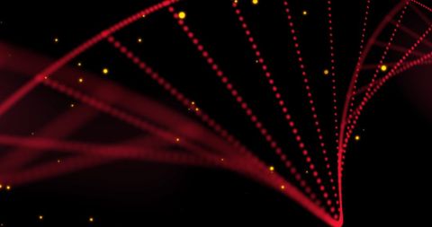 Digital DNA Strand with Glowing Particles on Black Background - Download Free Stock Images Pikwizard.com