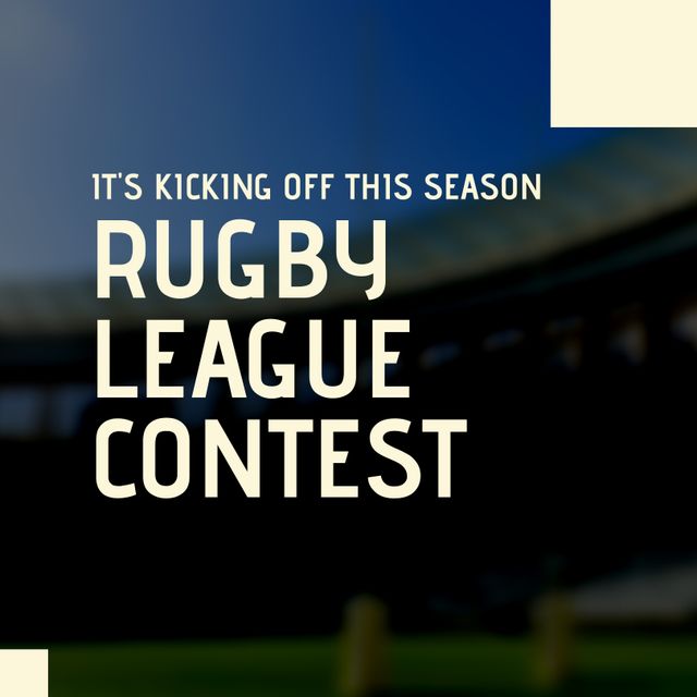 Perfect for promoting rugby league contests, sports events, or tournaments. Can be used in online marketing campaigns, social media posts, poster designs, or event invitations. Highlights excitement of sports season kickoff in a stadium setting.