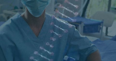 DNA Strand Overlay on Surgeon in Operating Room