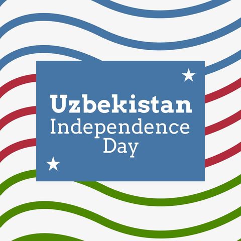Uzbekistan Independence Day Celebration Design with Text on Blue Background - Download Free Stock Templates Pikwizard.com