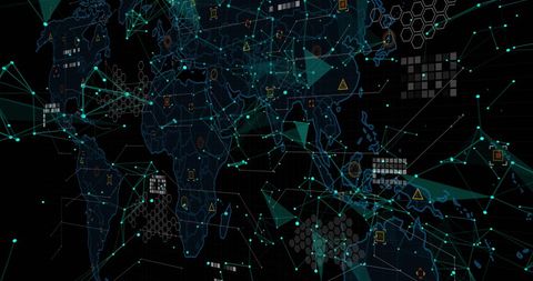 Futuristic World Map with Data Network Interface - Download Free Stock Images Pikwizard.com