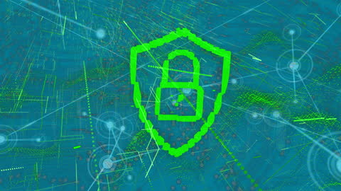 Digital Padlock Representing Cybersecurity on Blue Network Background