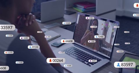 Virtual Meeting and Social Media Visual Indicators in Computer Screen - Download Free Stock Images Pikwizard.com