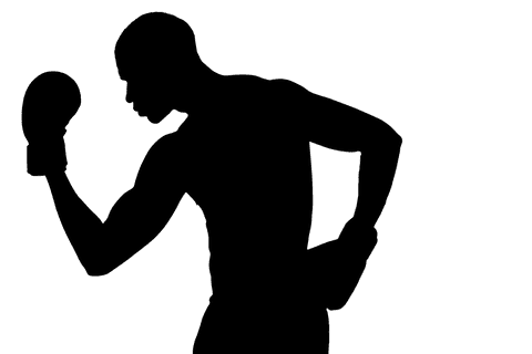 Male boxer silhouette isolated on transparent background