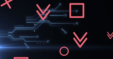 Futuristic Red Geometric Shapes with Circuit Board Pattern - Download Free Stock Images Pikwizard.com