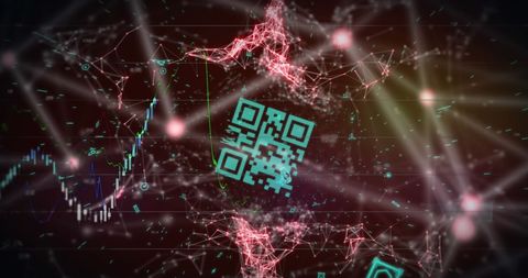 Futuristic QR Code in Virtual Network Matrix - Download Free Stock Images Pikwizard.com