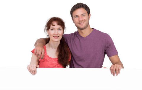 happy young couple holding blank white sign with smiles - Download Free Stock Videos Pikwizard.com