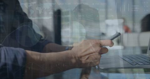 Businessman Analyzing Financial Data on Smartphone with Graphic Overlay - Download Free Stock Images Pikwizard.com