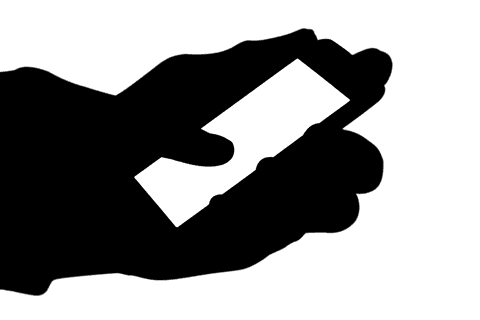 Transparent silhouette of hands holding smartphone for lifestyle design