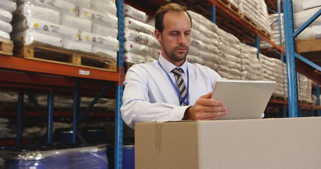 Warehouse Manager Using Tablet To Manage Inventory - Download Free Stock Images Pikwizard.com