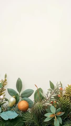 Framing botanical border on cream background for vertical video, social media overlays and text