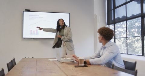 Businesswoman Leading Presentation in Modern Office Meeting