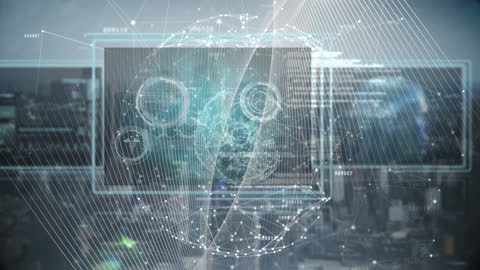 Futuristic City with Digital Holographic Communication Interface