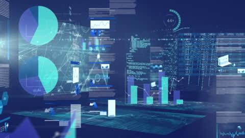 Digital Financial Data Interface with Cityscape Elements