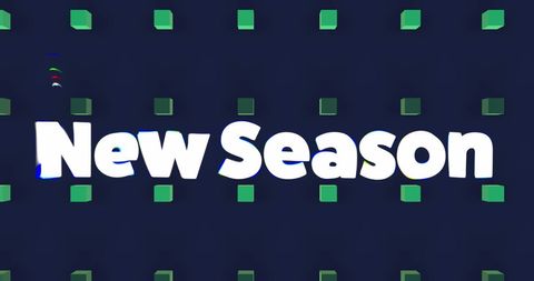 New season graphic with green 3d cubes on dark background