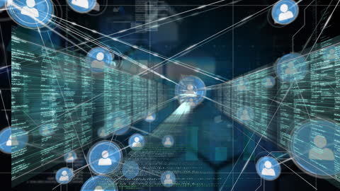 Digital Network and Data Processing Conceptual Illustration