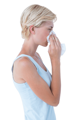 transparent profile view of woman blowing her nose - Download Free Stock Videos Pikwizard.com