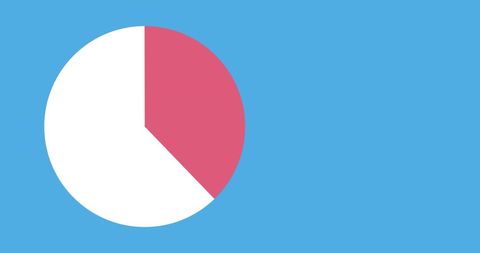 Minimalist blue and red pie chart graphic