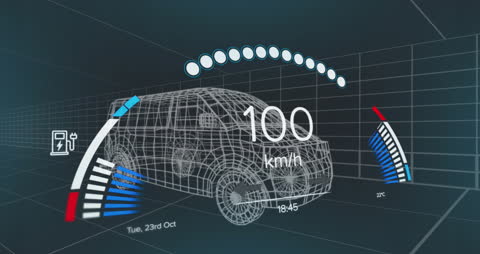 Futuristic Digital Car Dashboard Interface Animation
