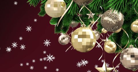 Festive Christmas Tree Decorations with Gold Ornaments - Download Free Stock Images Pikwizard.com