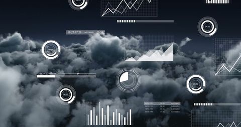 Digital Data Processing Interfaces with Clouds - Download Free Stock Images Pikwizard.com